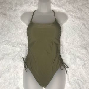 Xhilaration olive green one piece swimsuit size M